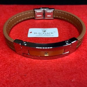 $$$SOLD$$$Leather And Gold Plated Stainless Steel Bracelet